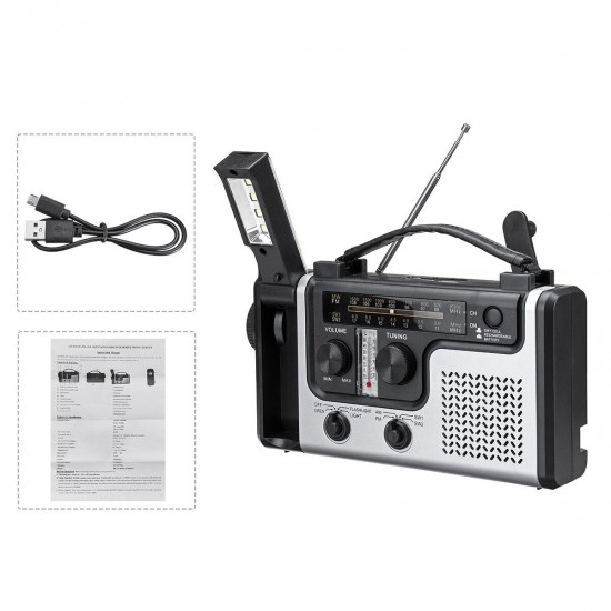 Emergency Radio Weather Radio Solar Power Hand Crank USB Charge Radio SOS Alarm