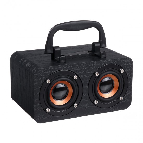 FT-4002 Wooden Wireless bluetooth Speaker Dual Driver TF Card Stereo Bass Subwoofer with Mic with Phone Holder