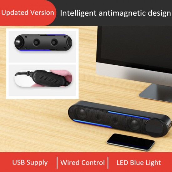 M18 Speaker Updated Version Double Drivers HiFi Bass LED Light USB Power Supply Desktop Speaker Computer Sound Bar M18 Speaker Updated Version Double Drivers HiFi Bass LED Light USB Power Supply Desktop Speaker Computer Sound Bar