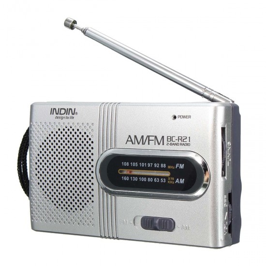 BC-R21 AM/FM Mini Portable Telescopic Antenna Radio Pocket Speaker Outdoor