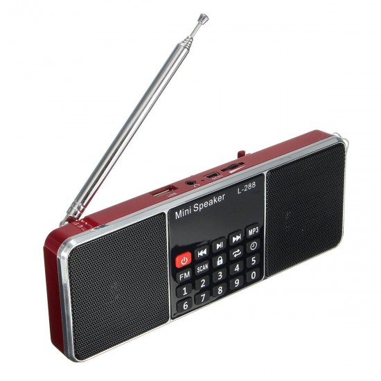 L-288 Mini Portable LCD FM Radio Stereo MP3 Music Player Micro SD TF USB AUX Outdoor Speaker