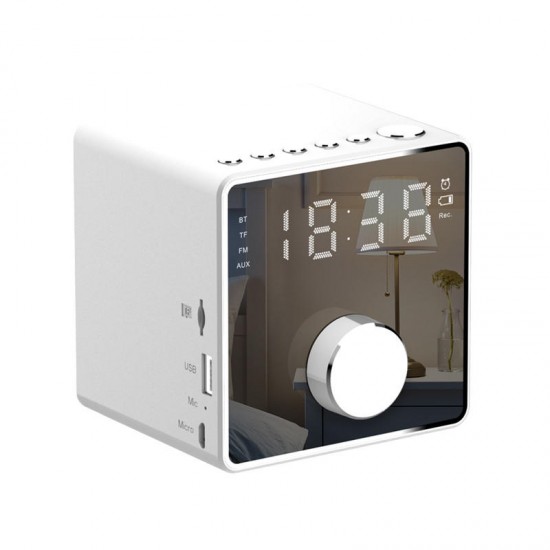 Mini Alarm Clock bluetooth Recording Repeater Speaker Shock Bass HIFI Music Player Support FM TF USB