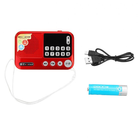 S99A Mini FM Pocket Stereo Radio Clock Pedometer Speaker MP3 Music Player