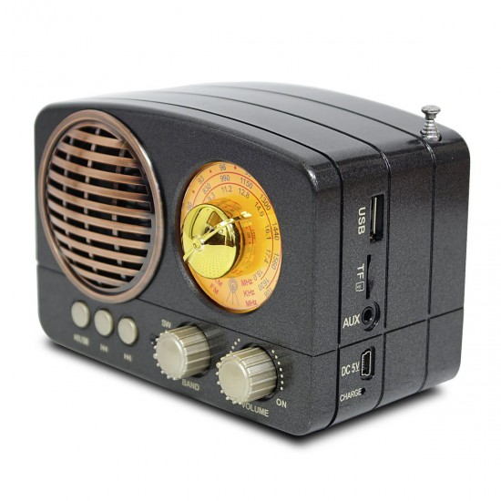 Portable AM FM AUX Vintage Retro Radio SW bluetooth Speaker TF Card USB MP3 Music Player
