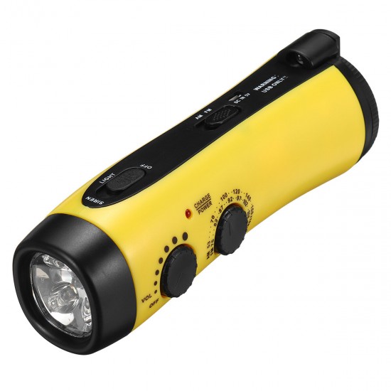 Portable Emergency Hand Crank AM FM WB NOAA Solar Weather Radio with Alarm LED Flashlight Power Bank
