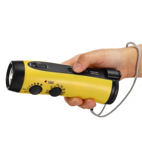 Portable Emergency Hand Crank AM FM WB NOAA Solar Weather Radio with Alarm LED Flashlight Power Bank