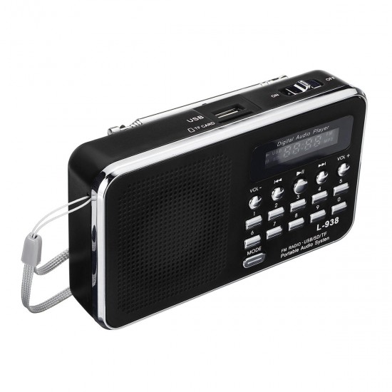 Portable FM 87.5-108MHZ 4.2V 4Ω Radio TF SD Card AUX Loop Play Speaker MP3 Music Player