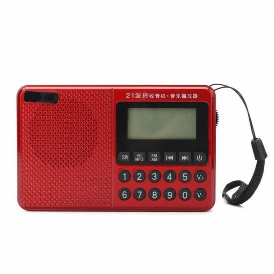 Portable FM AM SW 21 Bands DSP Digital Radio USB TF Card MP3 Music Player Speaker With Telescopic Antenna