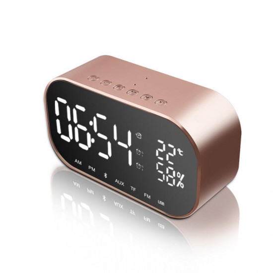 Portable LED Wireless bluetooth Speaker Dual Units FM Radio Alarm Clock USB Micro SD TF AUX Speaker