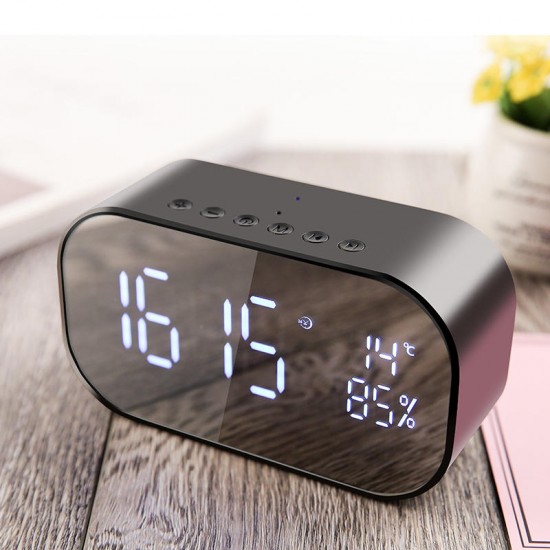 Portable LED Wireless bluetooth Speaker Dual Units FM Radio Alarm Clock USB Micro SD TF AUX Speaker