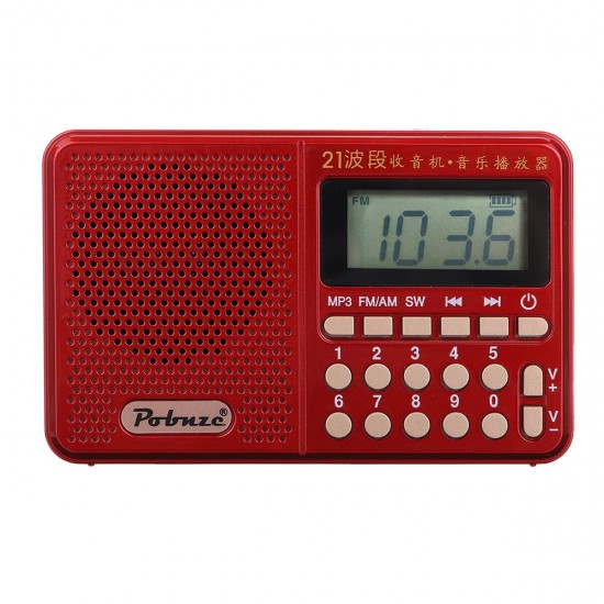 Portable Mini 70MHz-108MHz FM/AM/SW Radio Rechargeable MP3 Music Player Speaker Support TF Card U Disk Playback