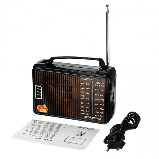 RX-608AC DC 3V Portable FM AM SW1 SW2 Radio 4 Band Radio Gift for Old People