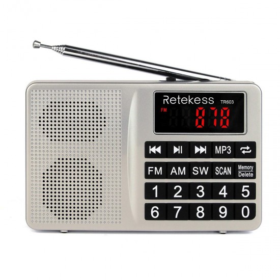 Digital Display FM AM SW Radio AUX MP3 Audio Player Speaker for Mobile Phone Gift for family