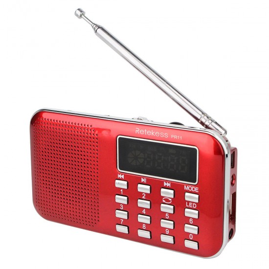 PR11 Portable Digital Tuning FM AM Radio TF Card USB Disk MP3 Music Player Flashlight