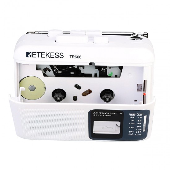 TR-606 FM AM Portable Radio with Cassette Playback Voice Recorder