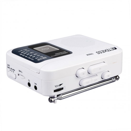 TR-606 FM AM Portable Radio with Cassette Playback Voice Recorder