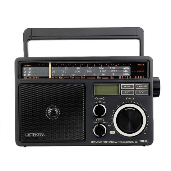 TR618 FM AM SW 3 Band Radio USB TF Card Speaker MP3 Player