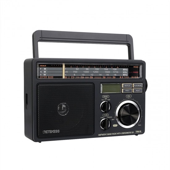 TR618 FM AM SW 3 Band Radio USB TF Card Speaker MP3 Player