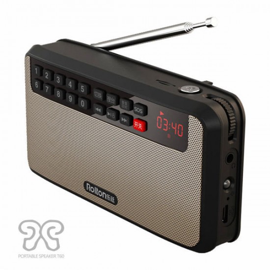 T60 Portable MP3 Stereo Player Audio Speakers FM Radio With LED Screen Support Tf Card Play