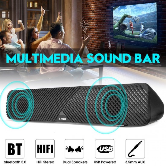 V-108 Computer bluetooth 5.0 Sound Bar HiFi Stereo USB Powered Multimedia Speaker Office Home Speaker