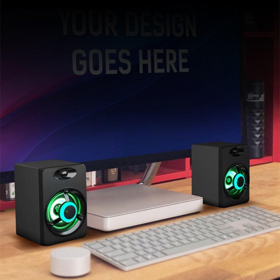 V-188 Colorful LED Light 2.0 Computer Speaker Bass Stereo Dual Speakers for Phone PC Laptop