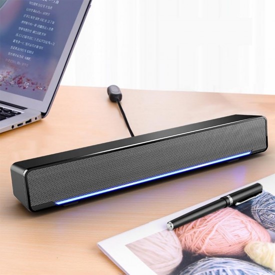 V-196 Computer Speaker 3D Stereo Sound Deaktop USB 3.5mm Wired Control Soundbar