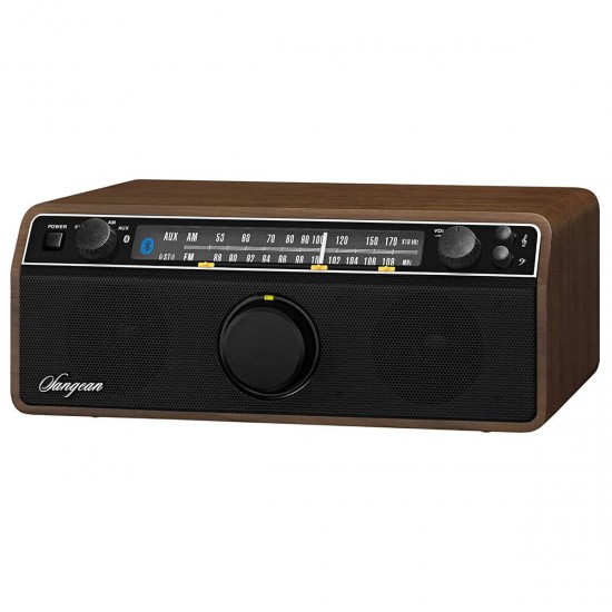 WR-12BT FM / AM / AUX-In / bluetooth Stereo Analog Wooden Cabinet Radio Receiver bluetooth Speaker