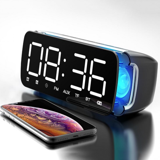 T68 Wireless bluetooth Speaker Dual Driver Alarm Clock LED Display Stereo Soundbar Subwoofer with Mic