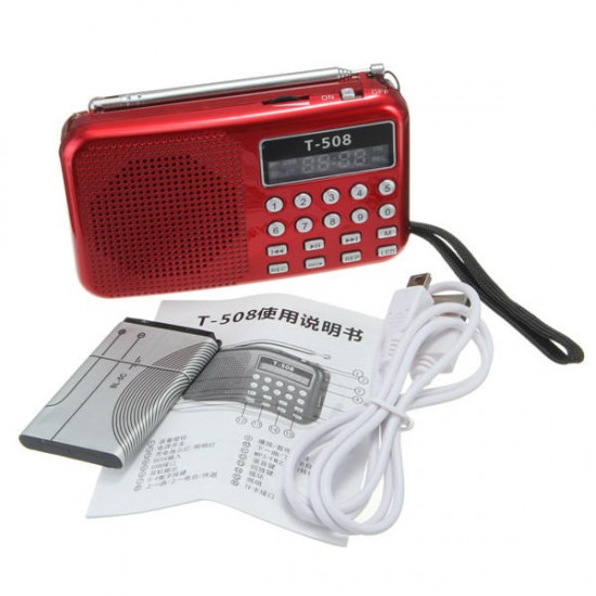 T508 LED Stereo FM Radio Speaker USB TF Card MP3 Music Player
