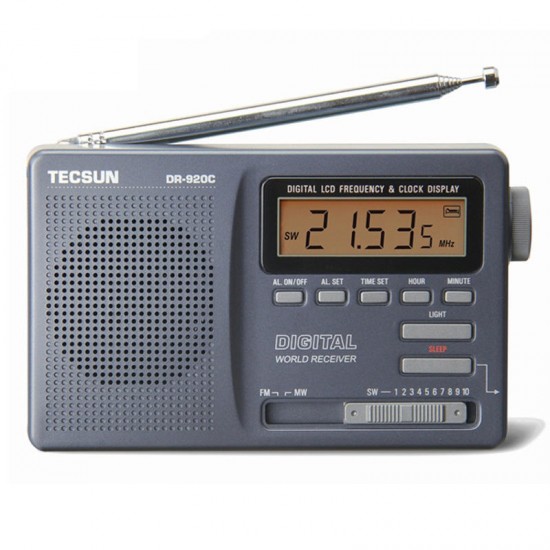 DR-920C FM MW SW 12 Band Digital Clock Alarm Radio Receiver