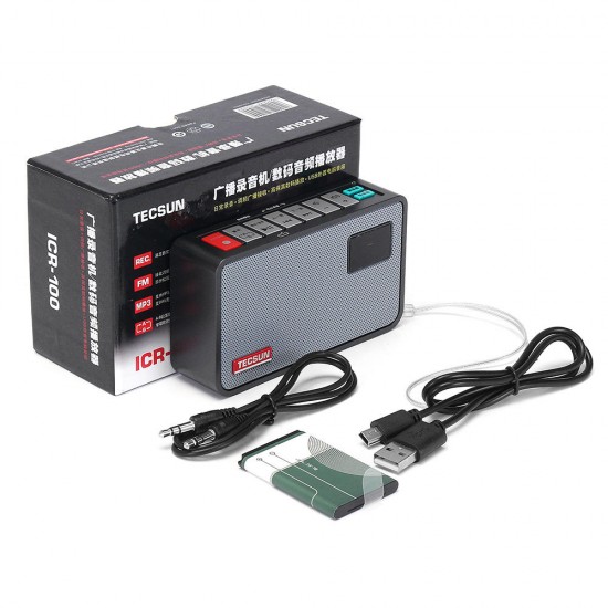 ICR-100 Voice Recorder A-B Repeat FM Radio Receiver Support TF Card USB AUX ICR-100 Voice Recorder A-B Repeat FM Radio Receiver Support TF Card USB AUX