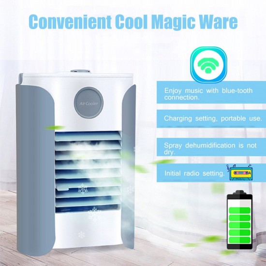 USB Multifunction Humidifier Portable Air Conditioner Fan Cooling bluetooth Speaker Gifts for Family Home Outdoor Picnic