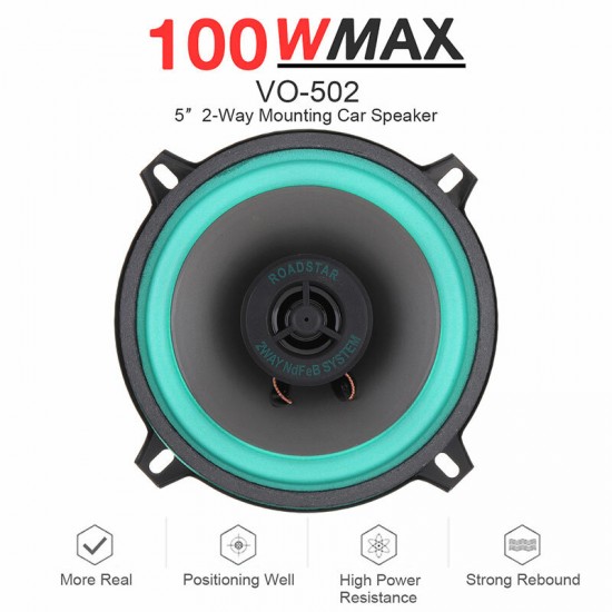 VO-502 5'' 2-Way Mounting Car Speaker 100W Car Stereo Speaker HiFi Audio Vehicle Coaxial Speaker Auto Audio Loudspeaker