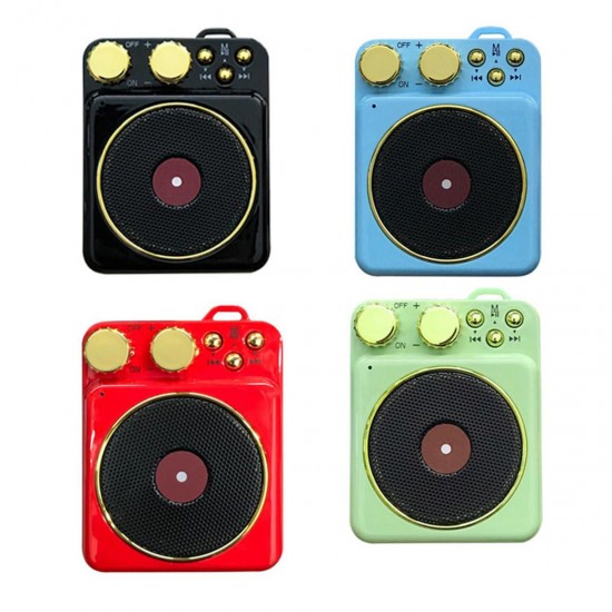 Wireless bluetooth 5.0 Speaker Retro Record Player FM Radio AUX Dual Antenna Mini Portable Speaker