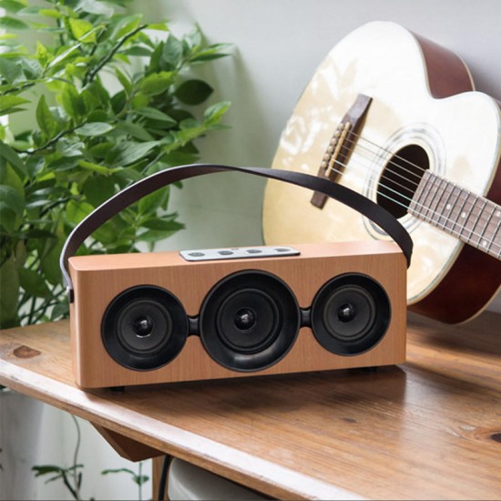 Wooden Wireless bluetooth Speaker Stereo Subwoofer Sound FM Radio TF Card Handsfree With Mic