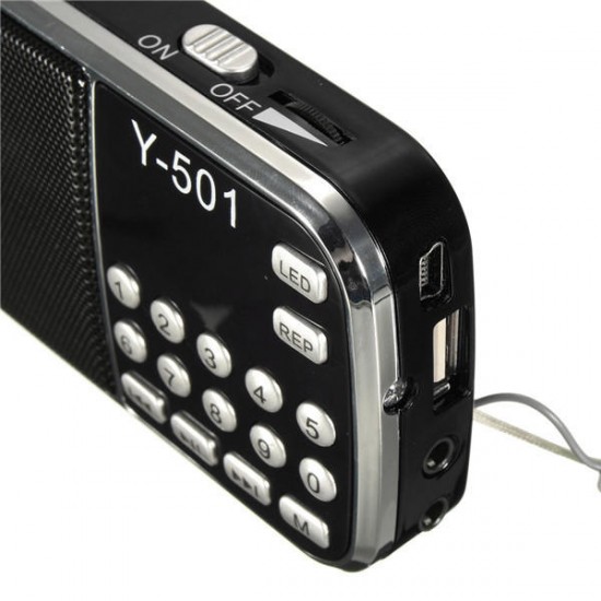Y-501 Mini Portable LCD Digital FM Radio Speaker USB Disk TF AUX Mp3 Music Player Gift Y-501 Mini Portable LCD Digital FM Radio Speaker USB Disk TF AUX Mp3 Music Player Gift