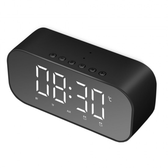 S5 Mini Wireless bluetooth Speaker Dual Alarm Clock LED Display Mirror TF Card Subwoofer with Mic