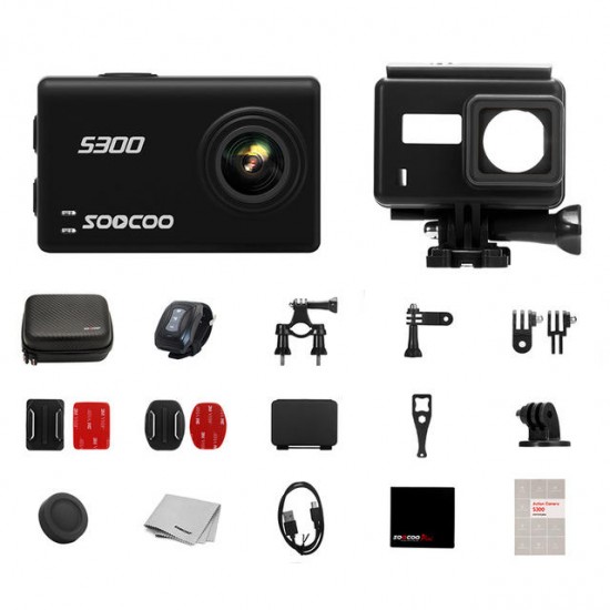 S300 Hi3559V100 IMX377 Sensor 170 Degree Wide Angle 2.35 Inch Touch LCD with WiFi Gryo 12MP CMOS Sport Action Camera Support External Microphone