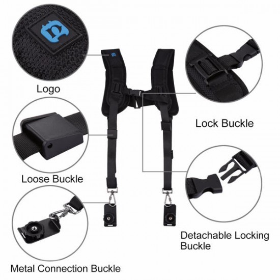 Quick Release Double Harness Soft Pads Decompression Foam Shoulder Strap Belt for DSLR Cameras Quick Release Double Harness Soft Pads Decompression Foam Shoulder Strap Belt for DSLR Cameras