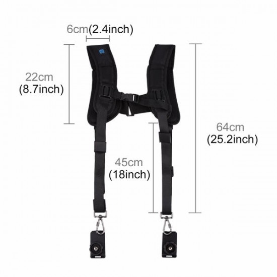 Quick Release Double Harness Soft Pads Decompression Foam Shoulder Strap Belt for DSLR Cameras