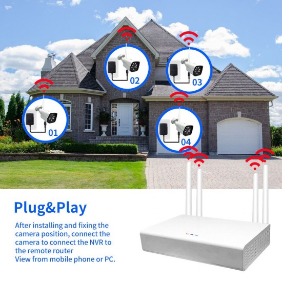 4CH 2.0MP 1080P Wireless Surveillance White Camera System Kits outdoor/Indoor Weatherproof P2P CCTV Monitoring Kit 4CH 2.0MP 1080P Wireless Surveillance White Camera System Kits outdoor/Indoor Weatherproof P2P CCTV Monitoring Kit