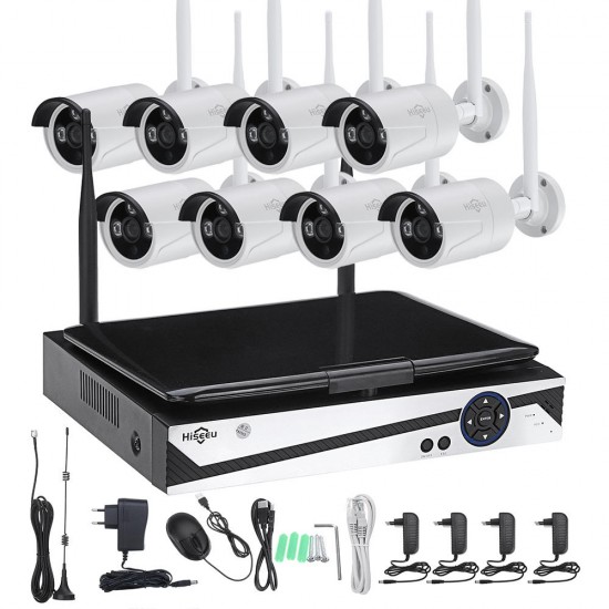 10 Inch Displayer 8CH 1200P Wireless CCTV System NVR IP Camera IR-CUT CCTV Home Security System CCTV Kit