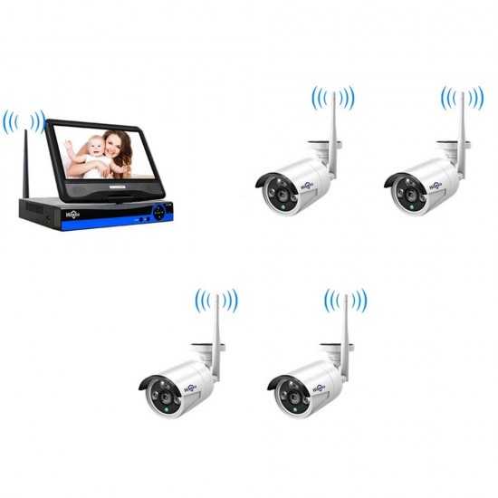 10 inch Display 4pcs 1080P Wireless CCTV IP Camera 8CH NVR WiFi Video Surveillance System