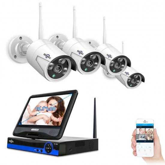 10 inch Display 4pcs 1080P Wireless CCTV IP Camera 8CH NVR WiFi Video Surveillance System