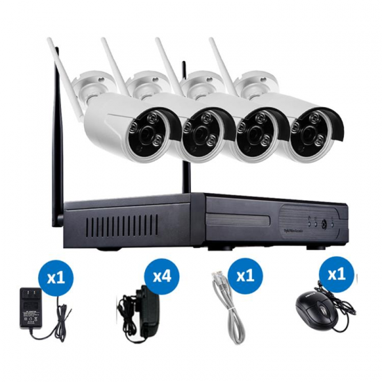 4CH CCTV System Wireless 960P NVR WIFI IP Camera Home Security System Surveillance Kit EU Plug