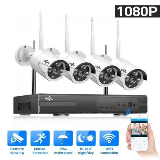 4CH CCTV System Wireless 960P NVR WIFI IP Camera Home Security System Surveillance Kit EU Plug