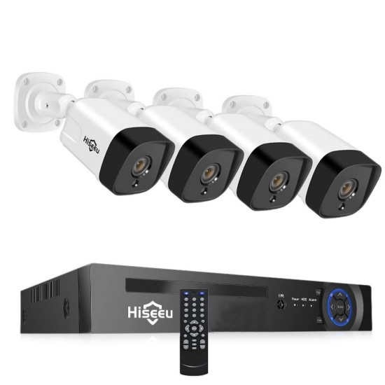4Pcs POE H.265+ Security IP Cameras 8CH 5MP NVR Camera System Support Audio Night Vision 10mIP66 Waterproof Onvif