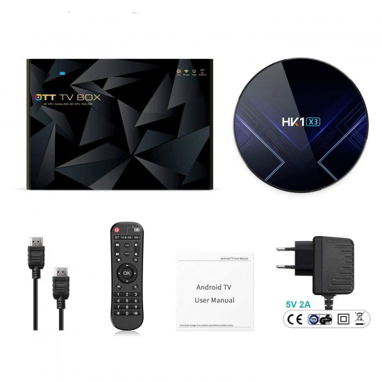 HK1 X3 Amlogic S905X3 4GB RAM 128GB ROM 1000M LAN 5G WIFI bluetooth 4.0 4K 8K Android 9.0 TV Box Support Google Assistant
