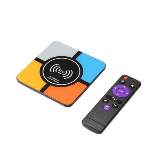 R-TV Box S10 Plus RK3328 4GB RAM 32GB ROM Android 8.1 2.4G WIFI 100M LAN HDR H.265 VP9 USB3.0 TV Box with Wireless Charging for Qi-Enabled Device