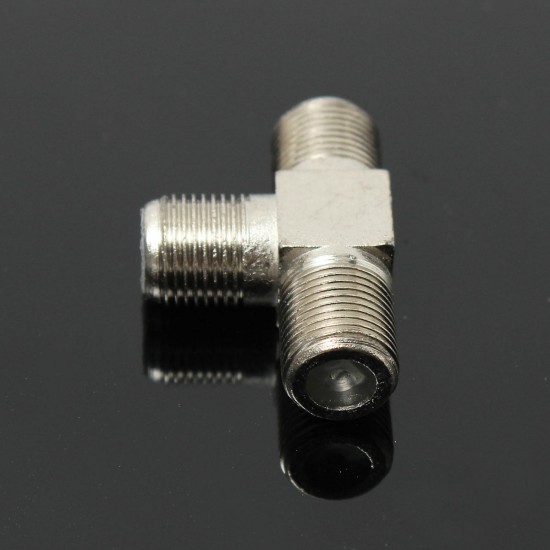 3Pcs Thread F Socket T Splitter Adaptor Cable TV Aerial Freeview Virgin Media Silver 3Pcs Thread F Socket T Splitter Adaptor Cable TV Aerial Freeview Virgin Media Silver